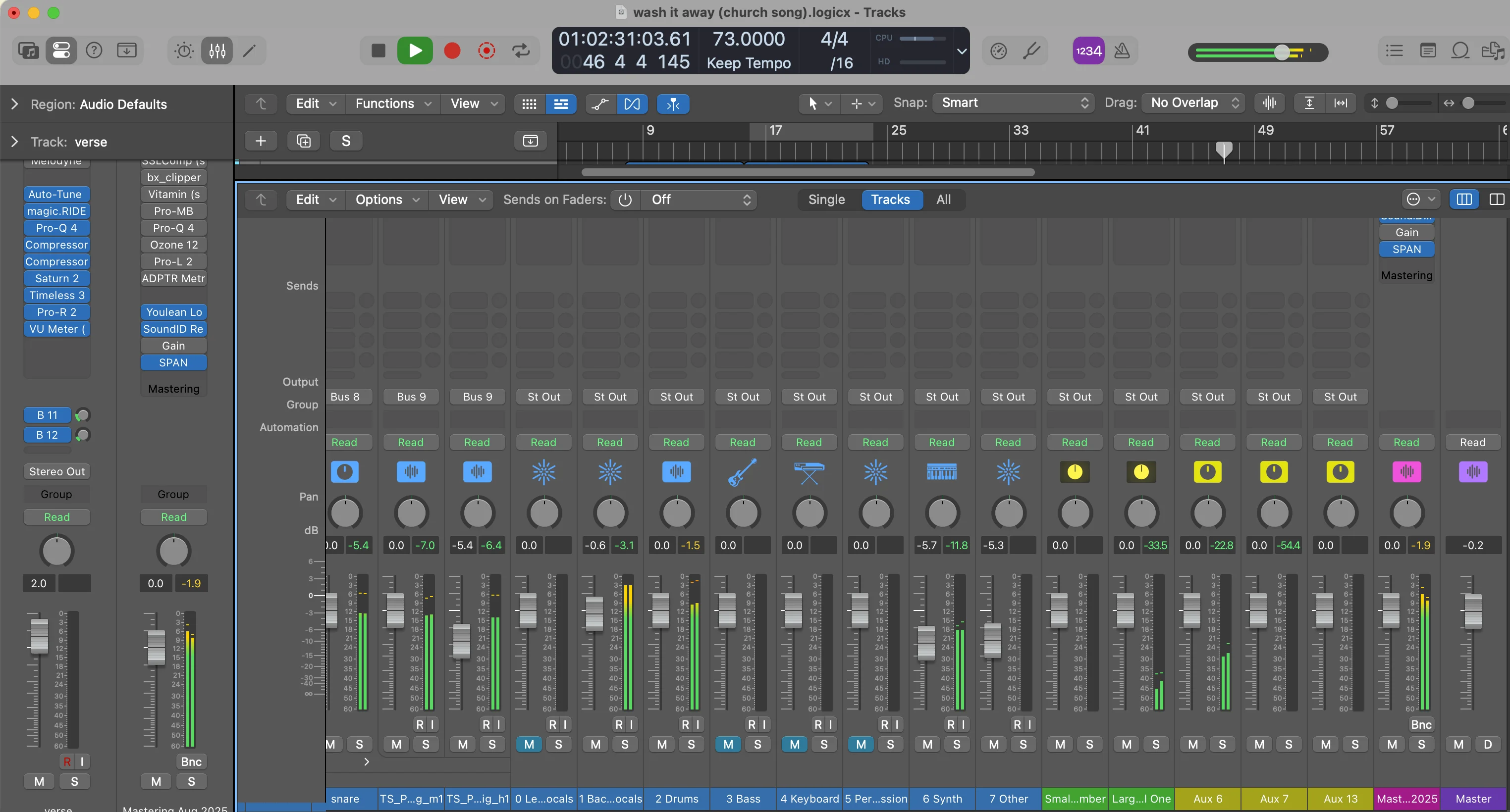 Logic Pro mixer console view showing customizable channel strips, faders, and interface elements that can be configured for optimal workflow